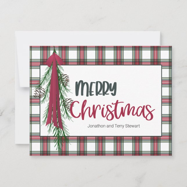 Plaid Personalized Merry Christmas Card (Front)