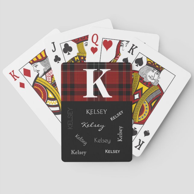 Plaid & Personalized Poker Cards (Back)