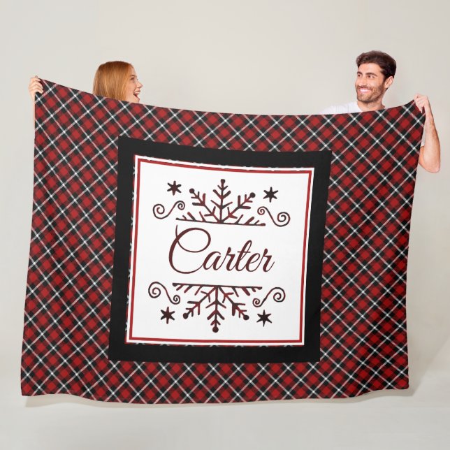 Plaid Personalized snowflake  Fleece Blanket (In Situ)