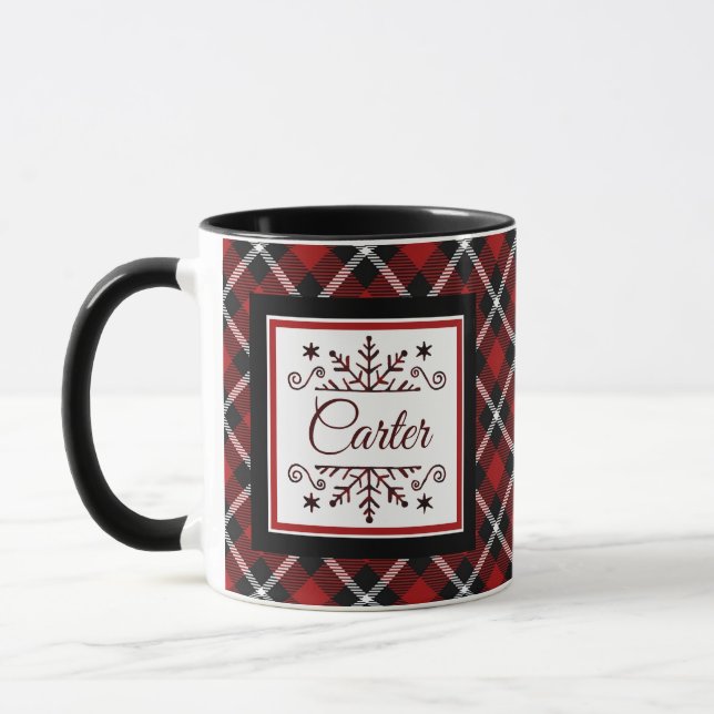 Plaid Personalized snowflake   Mug (Left)