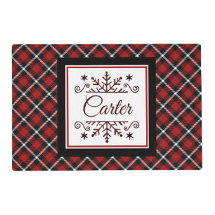 Plaid Personalized snowflake Placemat