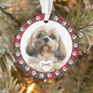 Plaid Pet Photo Christmas Stewart Tartan Ornament