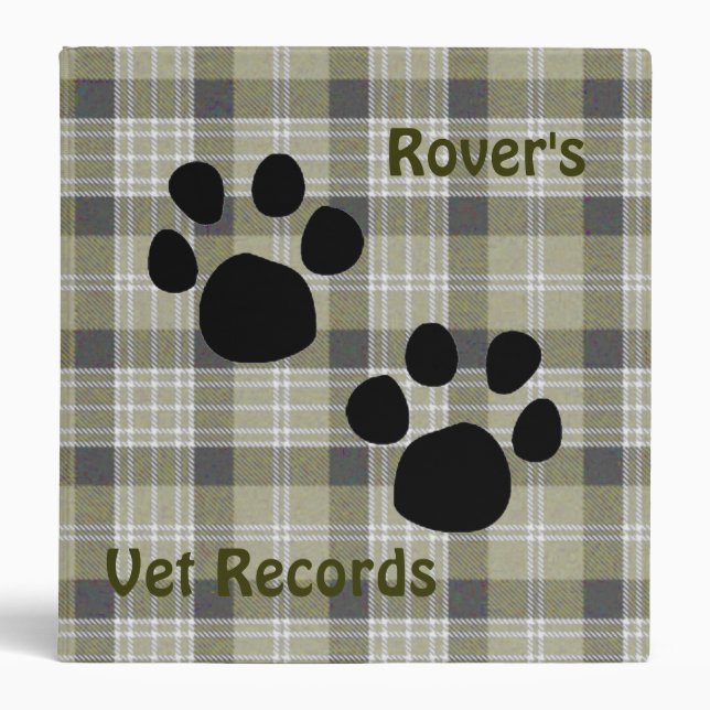 Plaid pet records binder (Front)