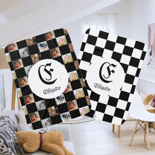 Plaid Photo Collage Family Modern Baby Blanket