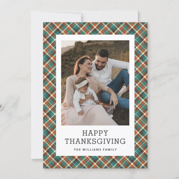 Plaid Photo Happy Thanksgiving Card