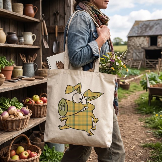 Plaid Pig Tote Bag (Creator Uploaded)