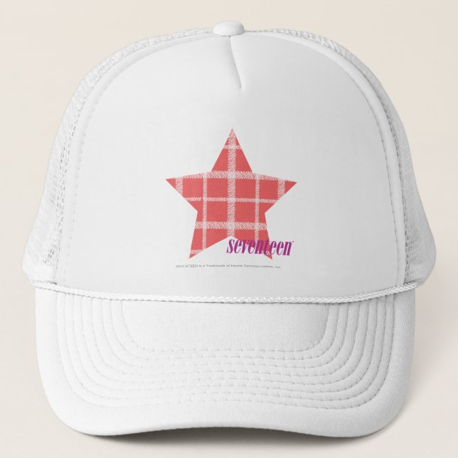 Plaid Pink 3 Trucker Hat (Front)