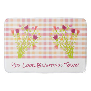 Plaid Pink And Coral Bath Mat