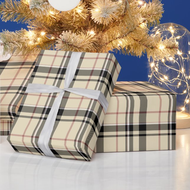  Plaid Pink, Black and Tan Wrapping Paper (Holidays)