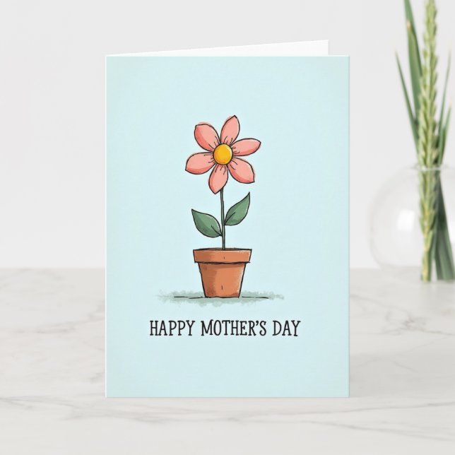 Plaid Pink Blossom Mothers Card (Front)