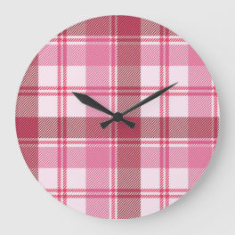 Plaid pink pastel: seamless square grid large clock