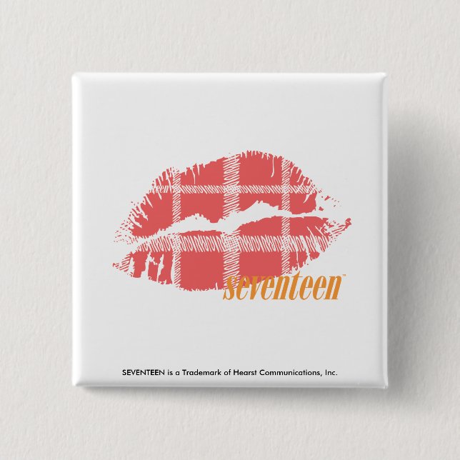 Plaid Pink Pinback Button (Front)