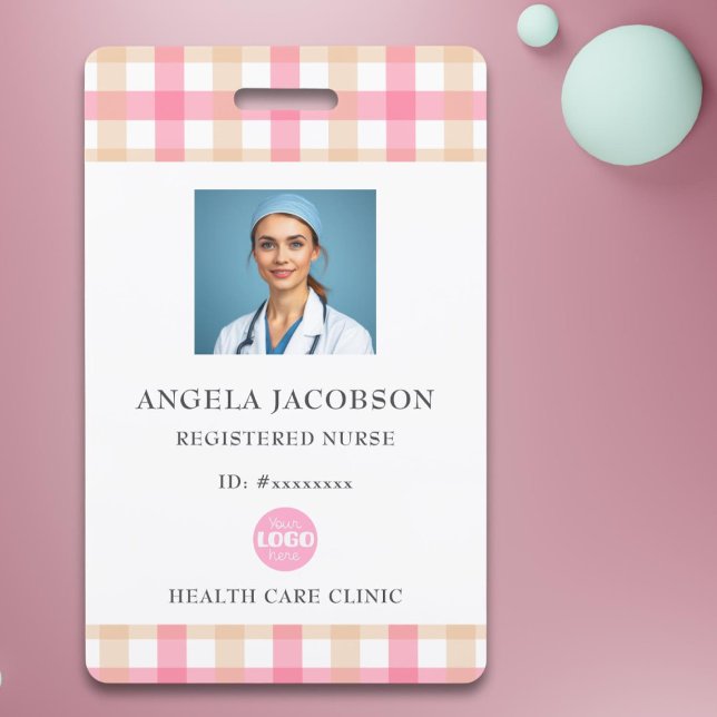 Plaid Pink Registered Nurse Logo Badge (Creator Uploaded)