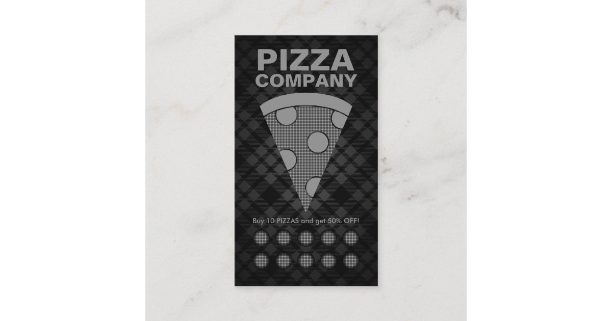 plaid pizza punch card Zazzle