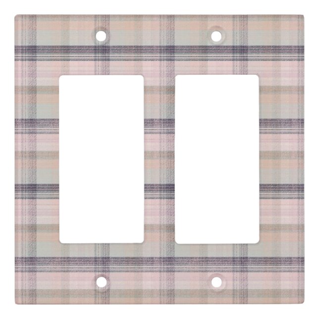 Plaid Plum, Grey, Pink  Light Switch Cover (Front)