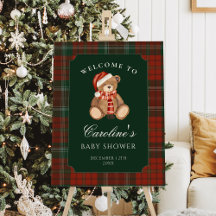 Plaid Polo Bear Baby Shower Welcome Foam Board