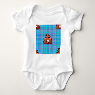 plaid poop emoji baby bodysuit