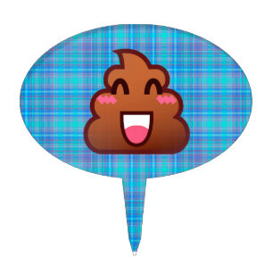 plaid poop emoji cake topper