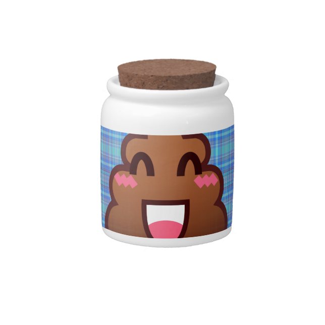 plaid poop emoji candy jar (Front)
