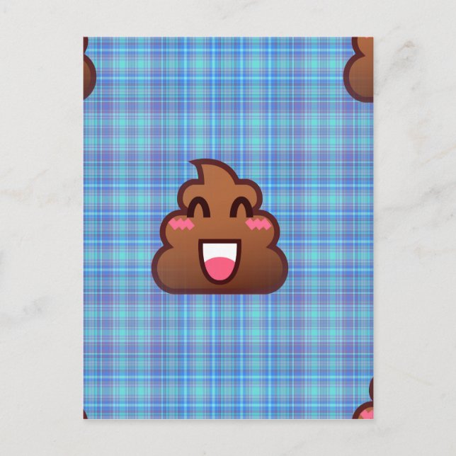 plaid poop emoji postcard (Front)