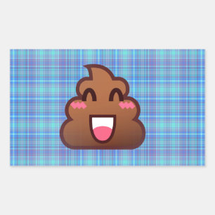 plaid poop emoji rectangular sticker