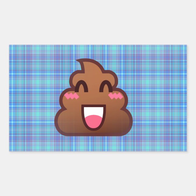 plaid poop emoji rectangular sticker (Front)