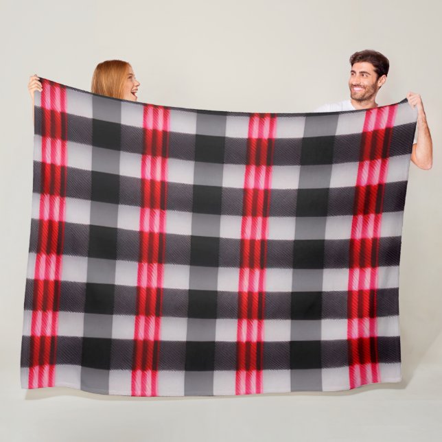 Plaid Popular Abstract Red Black Plaid Collection Fleece Blanket (In Situ)