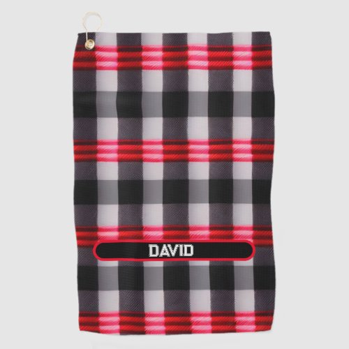 Plaid Popular Abstract Red Black Plaid Collection Golf Towel