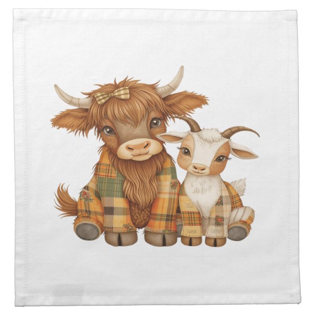 Plaid & Precious Pals Cloth Napkin (Front)