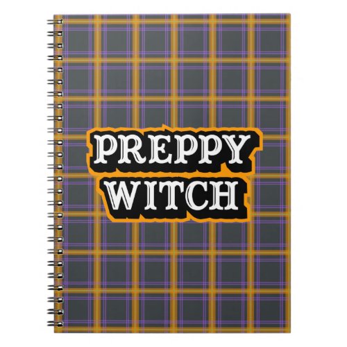 Plaid Preppy Witch Halloween Typography Notebook