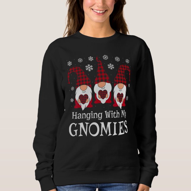Plaid Print Garden Gnomes Christmas Day Sweatshirt (Front)