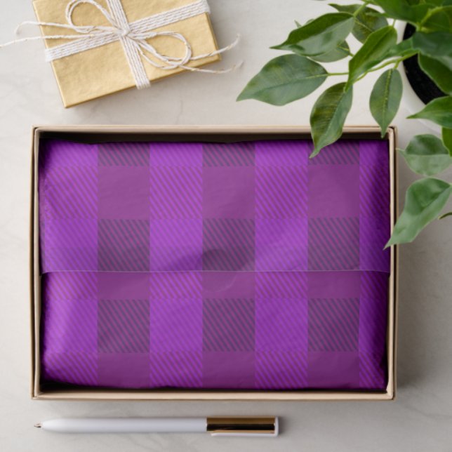 Plaid Print In Purple Custom Tissue Paper (Gift)
