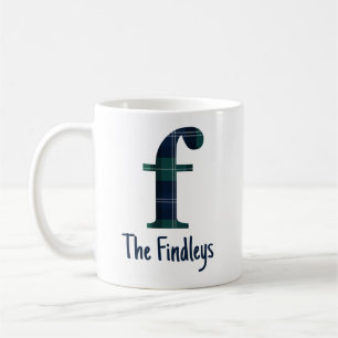 Plaid Print Lowercase Letter f Initial and Name Coffee Mug