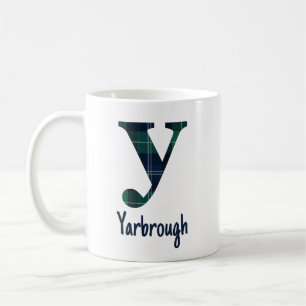 Plaid Print Lowercase Letter y Initial and Name Coffee Mug