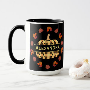 Plaid Pumpkin And Fall Leaves Combo Mug