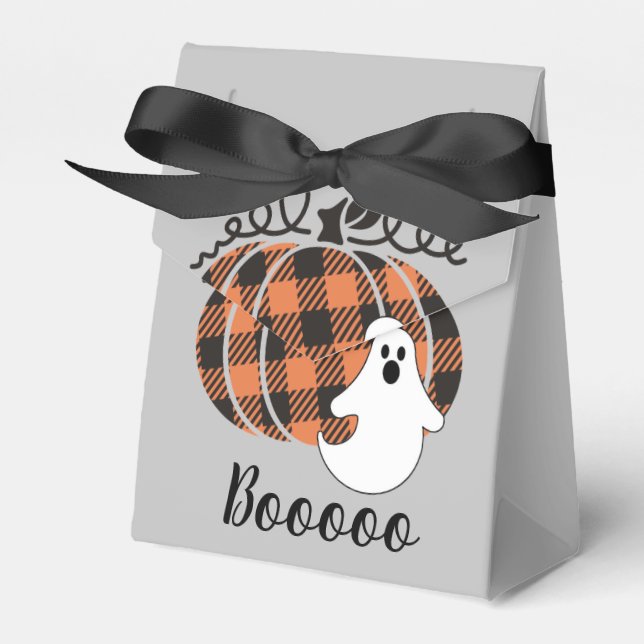 Plaid Pumpkin and Ghost Favor Box (Front Side)