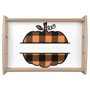 Plaid Pumpkin Monogram Serving Tray