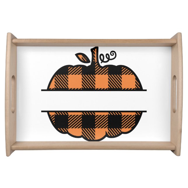 Plaid Pumpkin Monogram Serving Tray (Front)