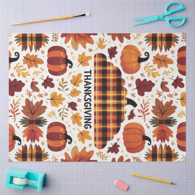 Plaid Pumpkin Parade Tissue Paper (Craft)