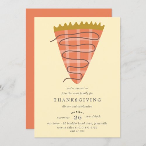 Plaid Pumpkin Pie Thanksgiving Dinner Invitation
