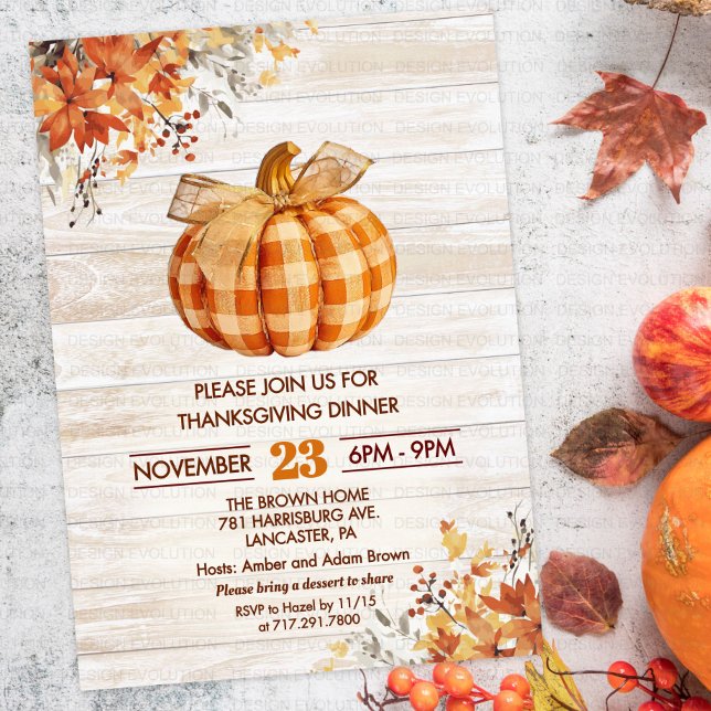 Plaid Pumpkin Thanksgiving Friendsgiving Invitation (Creator Uploaded)
