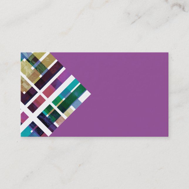 plaid purple custom business card template (Front)