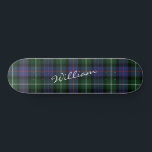 Plaid Purple Green Tartan McKenzie Personalized Skateboard<br><div class="desc">Add a classic and traditional touch with this plaid Clan MacKenzie tartan green purple black check skateboard. Makes a great gift or as a treat to yourself. Match it with your latest decor this season. Contact the designer anytime if you'd like this design modified or added to a different product....</div>