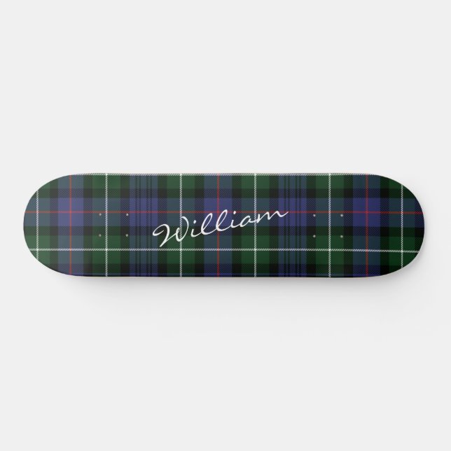 Plaid Purple Green Tartan McKenzie Personalized Skateboard (Horz)