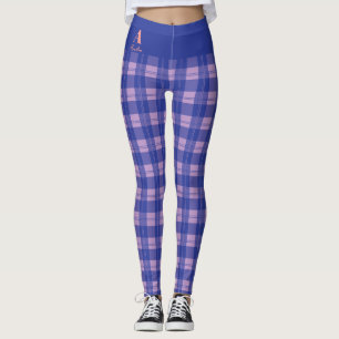 Plaid Purple Personalized Monogram Leggings