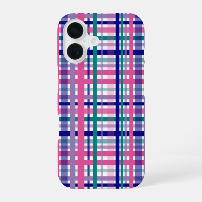 Plaid Purple Pink Teal Navy Blue Pattern Iphone Case (Back)