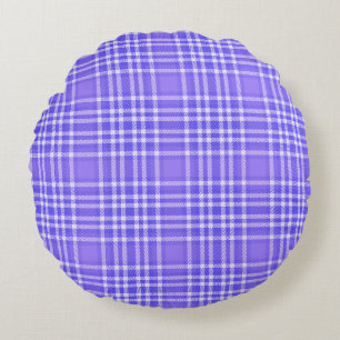 Plaid Purple Simple Round Throw Pillow