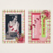 Plaid Raspberry Sweet 16 Birthday Photo Cards (Front & Back)