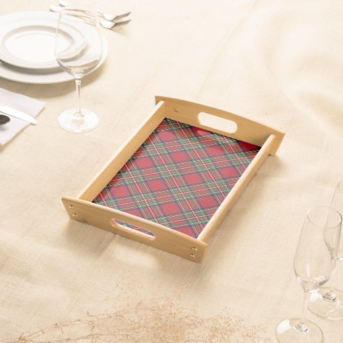 Plaid Red and Green Rustic Clan Stewart Tartan Serving Tray