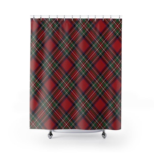 Plaid Red and Green Rustic Clan Stewart Tartan Shower Curtain